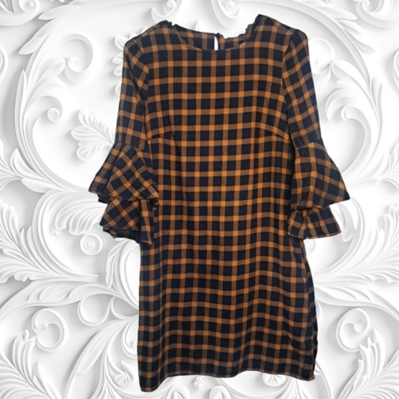beachlunchlounge Dresses & Skirts - BeachLunchLounge Black Brown Plaid Dress Size XS